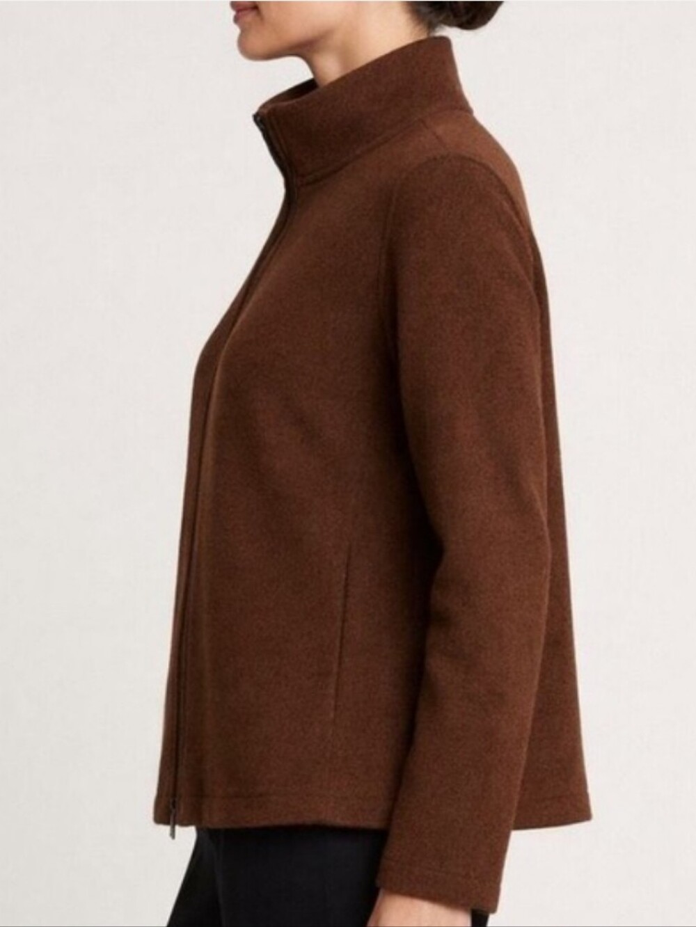 Eileen Fisher Funel Neck Coat 100% Wool